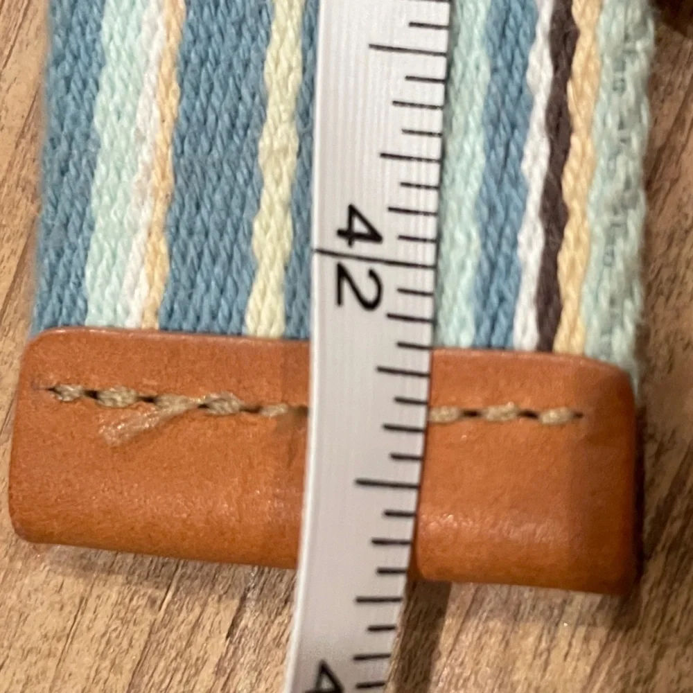 Eddie Bauer Leather Multicolored Canvas Striped Belt Unisex Preppy Business  XL